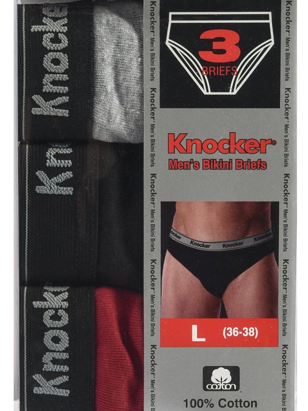 $10 SALE PACK OF 6 Men's Knocker Logo Band Solid Bikini Briefs